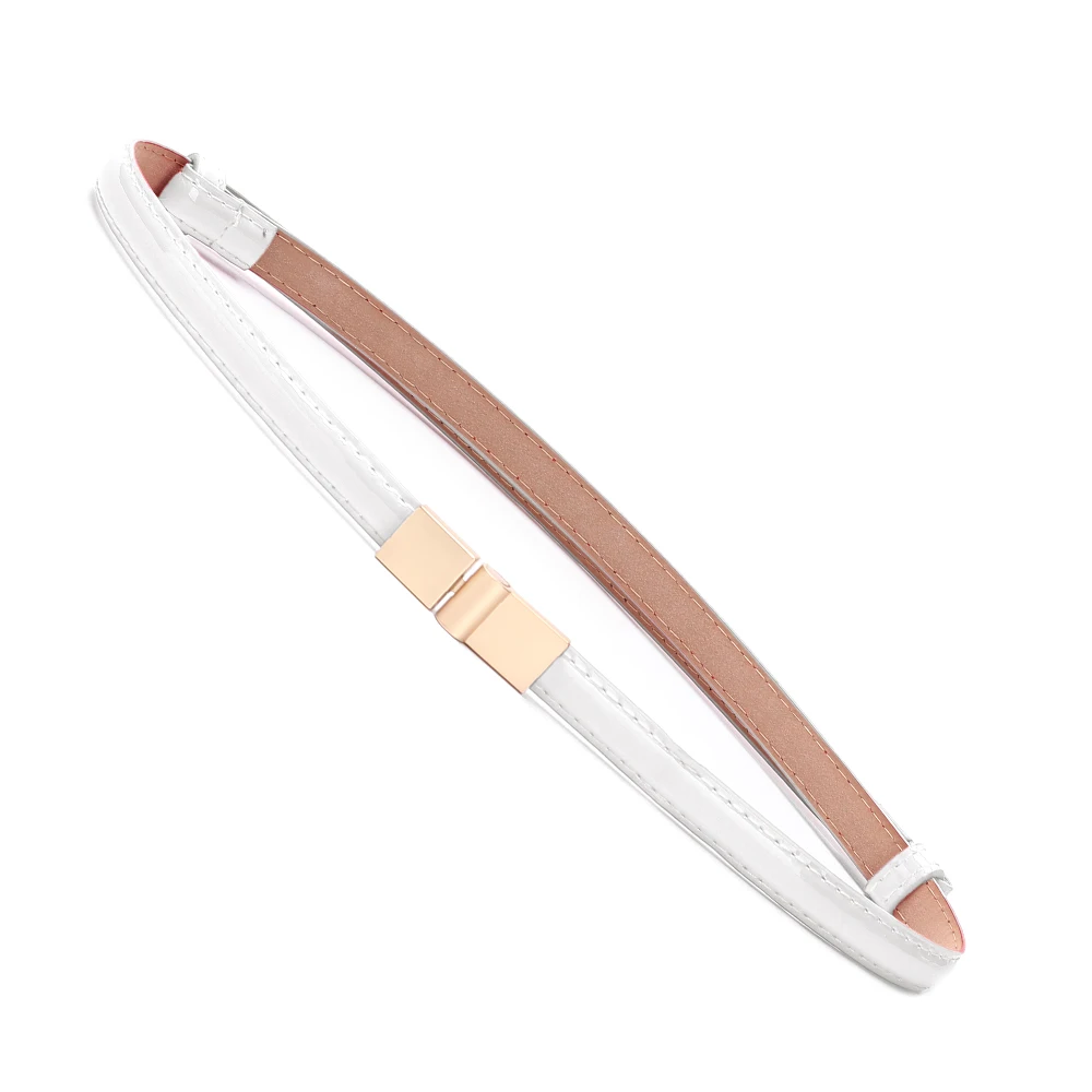 L 88.5cm W 1.2 cm Модный винтажный тонкий пояс из искусственной кожи с искусственным жемчугом, эластичный пояс с цепочкой, женское платье, юбка, украшение для девочек, милый подарок - Цвет: L 88.5cm W 1.2 cm