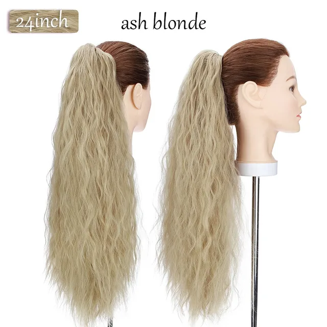 S-noilite Synthetic 12-26inch Claw Clip On Ponytail Hair Extension Ponytail Extension Hair For Women Pony Tail Hair Hairpiece ash blonde-new
