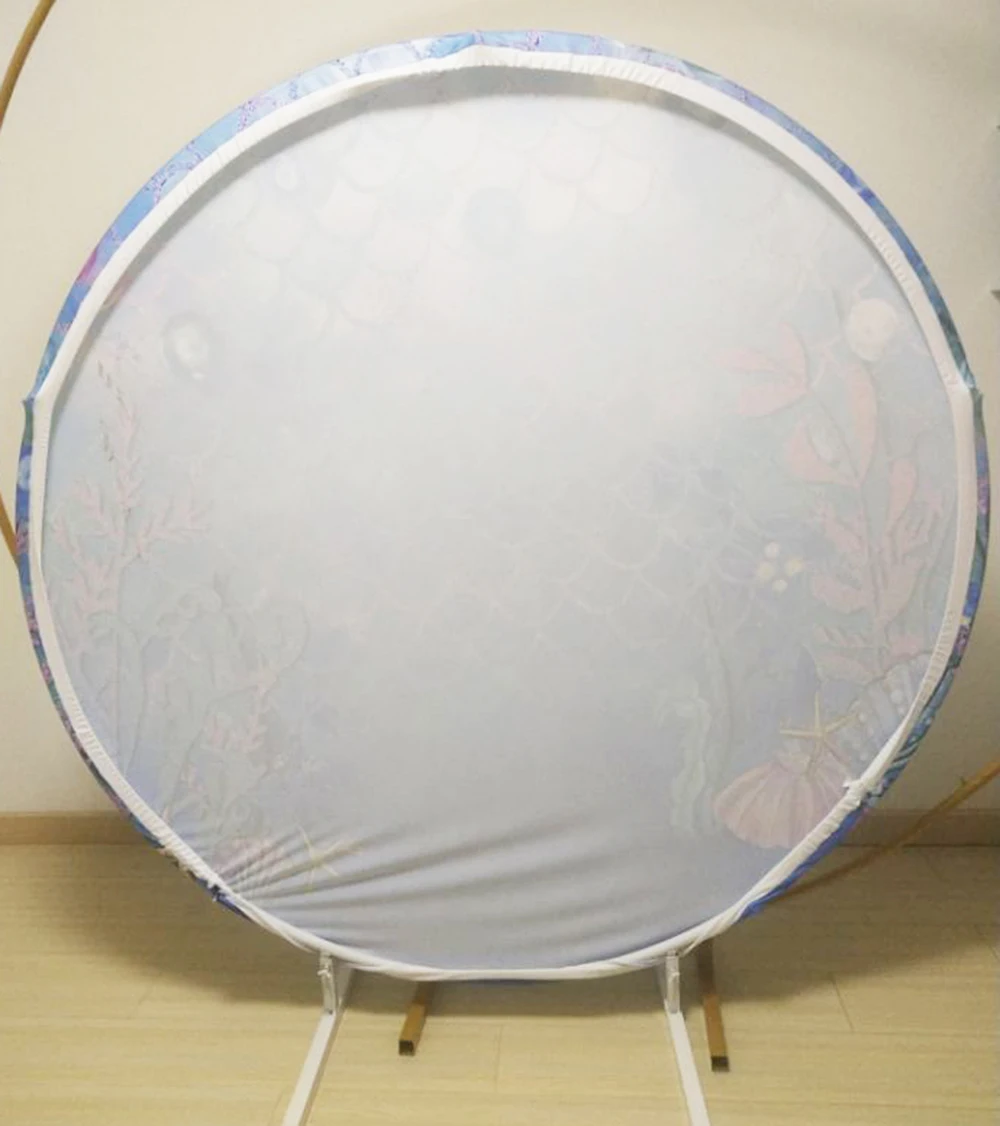 customize elastic fabric polyster round circle panel backdrop and three cylinders background circle columns covers