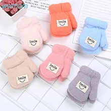 Warmom/Детские Зимние перчатки для новорожденных; Плюшевые утепленные бархатные рукавички; однотонные Детские теплые От 0 до 1 года