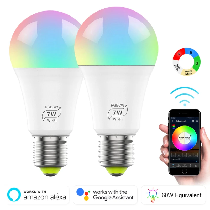 Беспроводной цветомузыкальный bluetooth громкоговоритель светодиодный 7 Вт RGB волшебная лампа E27 изменение цвета лампочки умное Домашнее освещение Совместимо с IOS/Android