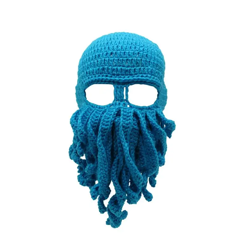 Peculiar Handmade Funny Octopus Hat Squid Knitted Head Mask Beanies Crochet Cap For Stage Performance Bicycle Mask Hat