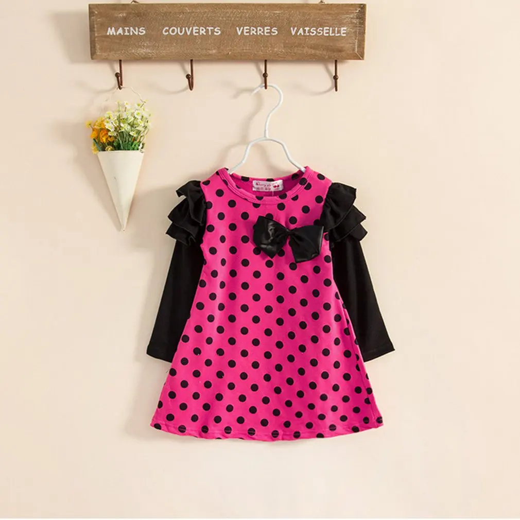 

Adorable Cute Toddler Baby Girls Princess Dresses Long Sleeve Dot Print Bow