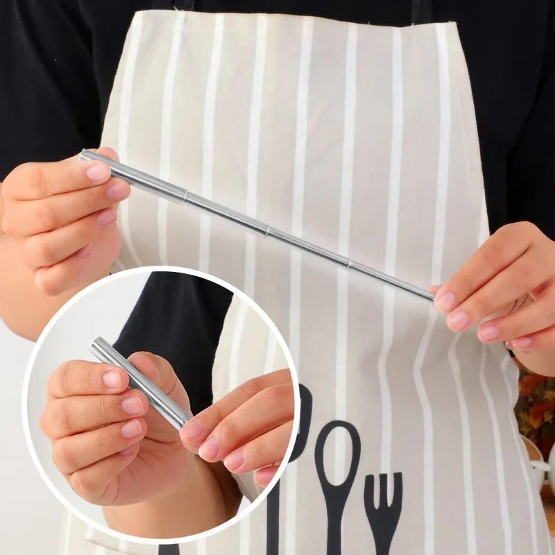 Stainless Steel Telescopic Cofee Milk Juice Drinking Straw Portable Straws Travel Reusable Collapsible Drinking Straw With Brush