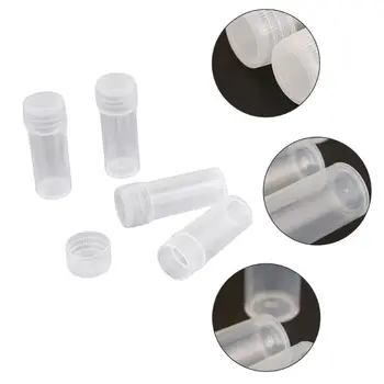 

50 Pcs 5ml Plastic Sample Bottle Small Barrel Test Tube Vials Translucent Liquid Powder Capsule Mini Storage Container Dispenser