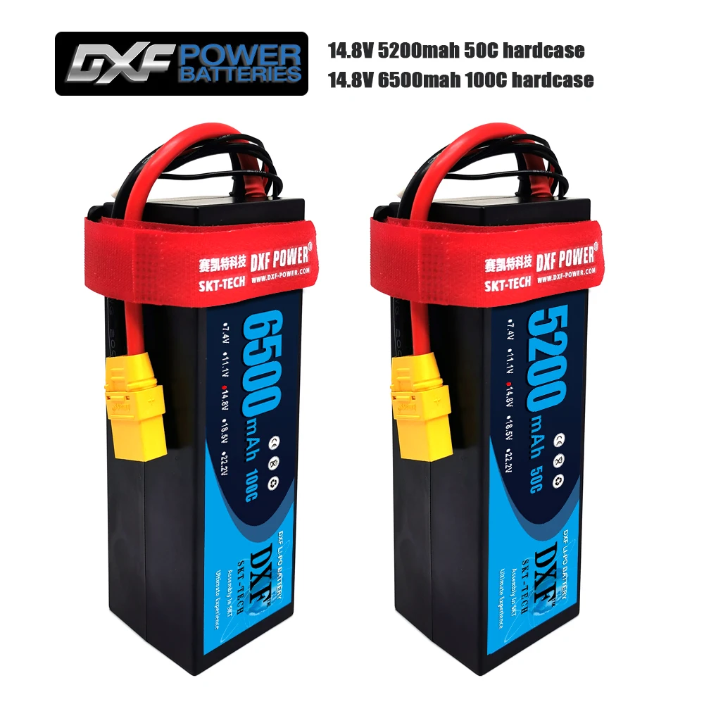 2PCS DXF Lipo 4S Battery HardCase 14.8V 6500mAh 100C/5200mah 50C/7300mah 130C/AKKU for 1:8 1:10 RC Car E Buggy Truggy Truck Boat | Игрушки и