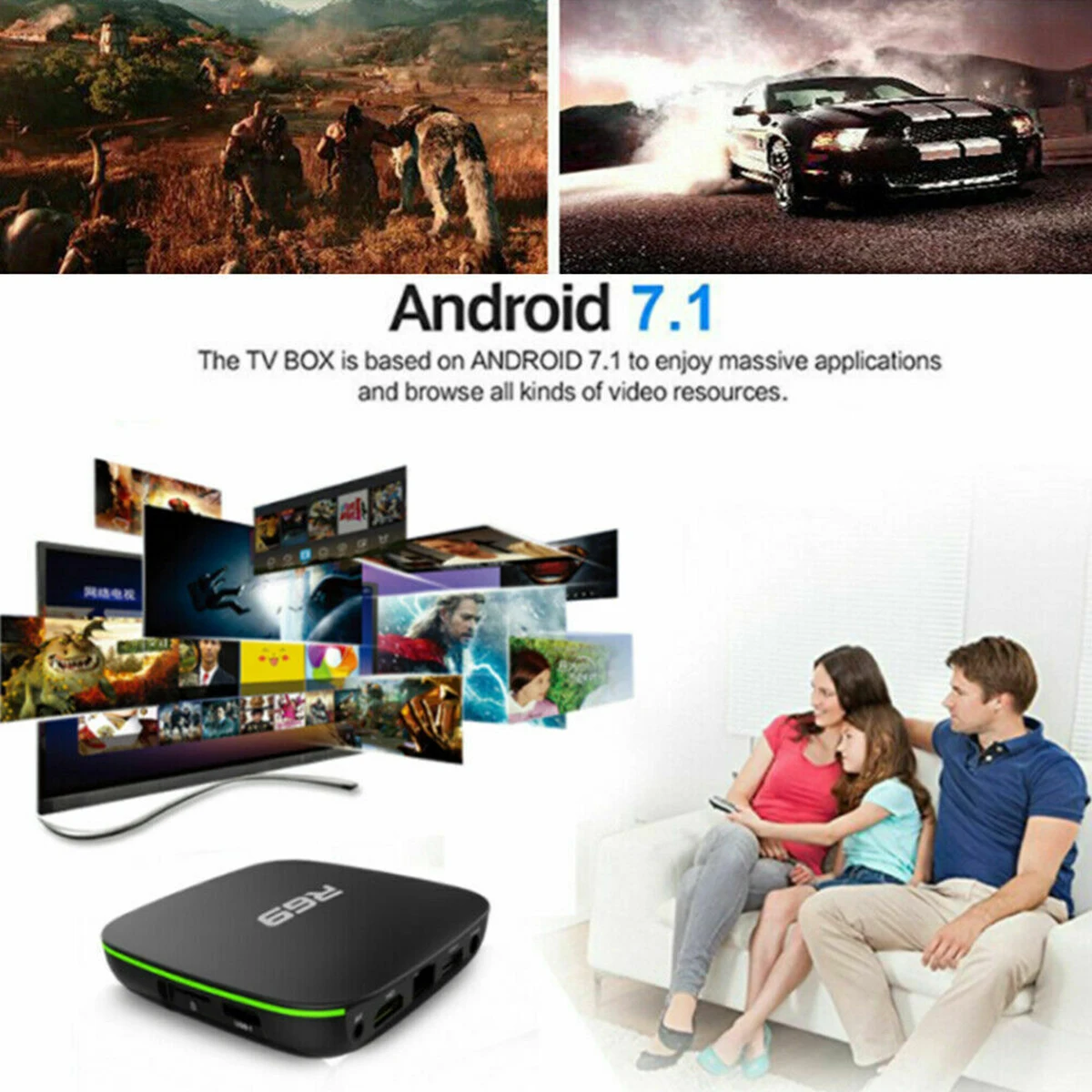 SOONHUA Smart tv Box Android 7,1 HD четырехъядерный WiFi телеприставка 1 ГБ 8 ГБ H.265 медиаплеер с пультом дистанционного управления Поддержка 3D