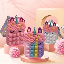 Porte Monnaie et Sac à Bandoulière Simple, Accessoires en Silice, en Forme de Licorne et d'Arc en ciel, à Fossettes, à la Mode pour Fille 