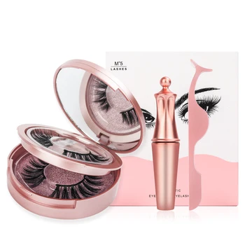 

Double Layer Magnetic False Eyelashes & Magnetic Eyeliner 5 Magnets Natural Soft Fake Eyelashes Extension 2 Pairs with Tweezers