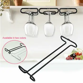 

Wine Glass Rack Under Cabinet Stemware Wine Glass Holder Black White Glasses Storage Hanger Metal Organizer for Bar Kitchen