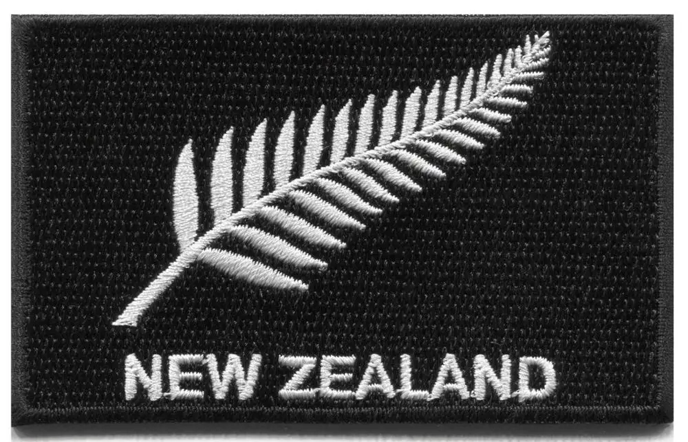 

Hot! New Zealand silver fern flag embroidered applique iron on patch (≈ 7.5 * 4.6 cm)