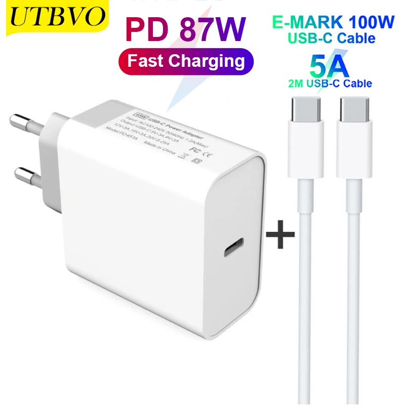 

UTBVO TYPE-C USB C Power Adapter 87W PD Wall Charger For iPhone 12 Xiaomi USB-C Laptops MacBook Pro/Air Samsung iPhone iPad Pro