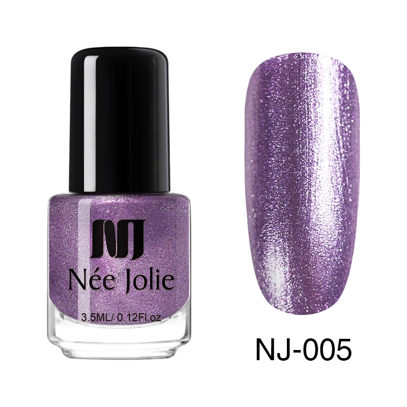 Glitter NJ-005 NEE JOLIE 3,5 мл Серебряный зеркальный лак для ногтей цвета розового золота прозрачный цвет 7,5 мл стойкий лак для ногтей Быстросохнущий лак для ногтей - Цвет: Glitter NJ-005