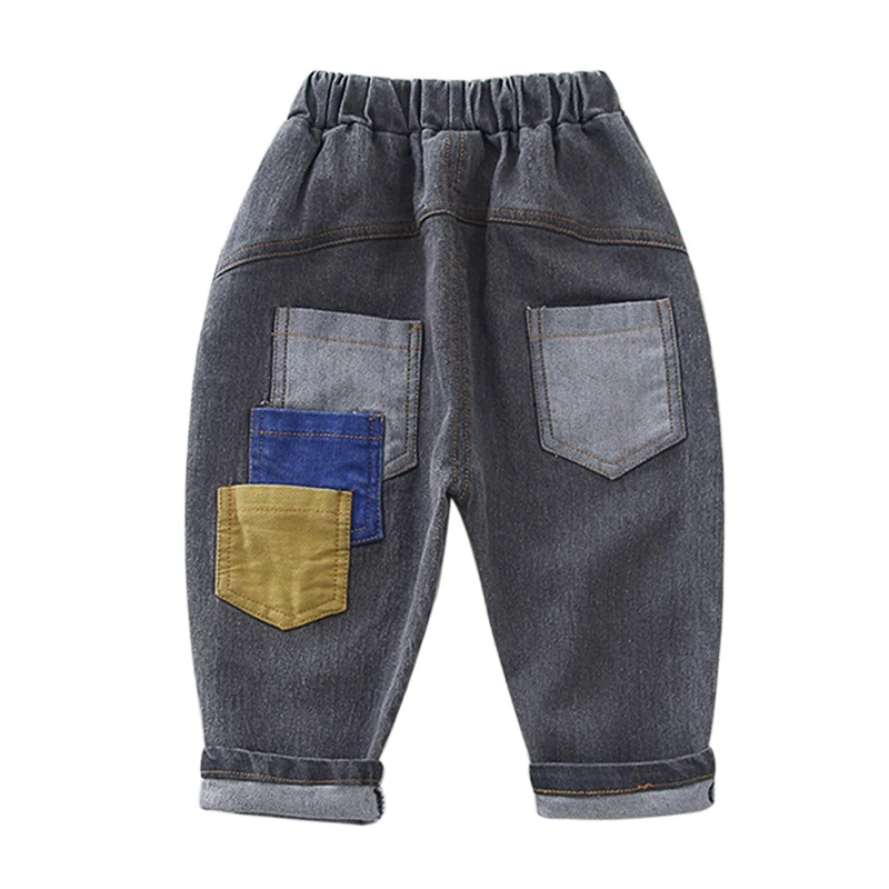

Baby Boy Jeans Pants 2020 New Arrival Kids Elastic Waist Patchwork Casual Loose Trousers Fashion Black Denim Clothes u