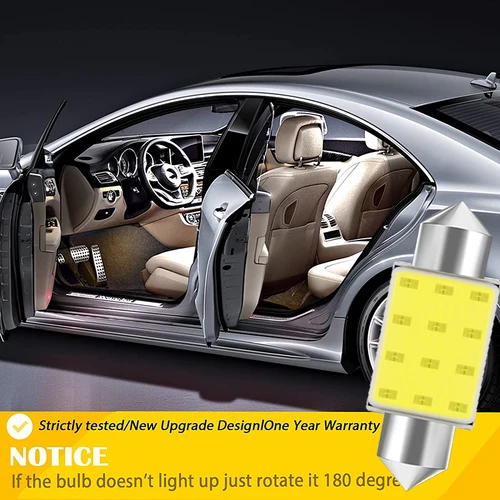 자동차 인테리어 돔 독서등 트렁크 번호판 램프, C10W C5W LED COB 전구, 흰색 7000K, 31mm, 36mm, 39mm, 41mm, 12V, 10 개 5