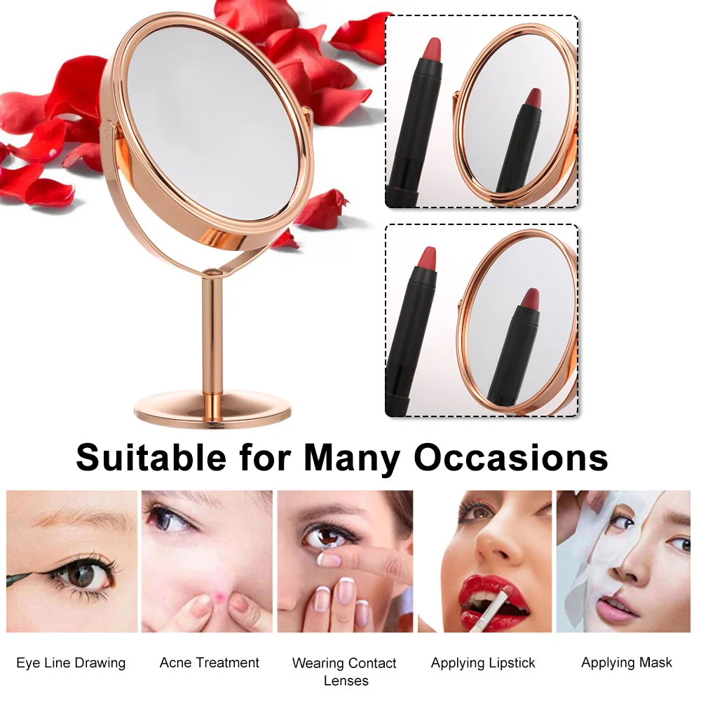 

Mini Makeup Mirror Tabletop Flexible Magnify Double-Sided Swivel Vanity Make Up Mirror with 2X Magnification