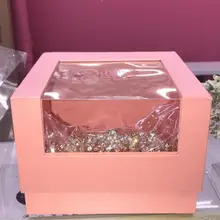 1000 шт./лот, на заказ, розовые роскошные коробки из 2 частей с прозрачным окном, с принтом логотипа, упаковка для ювелирных изделий, корона, коробка, первый депозит