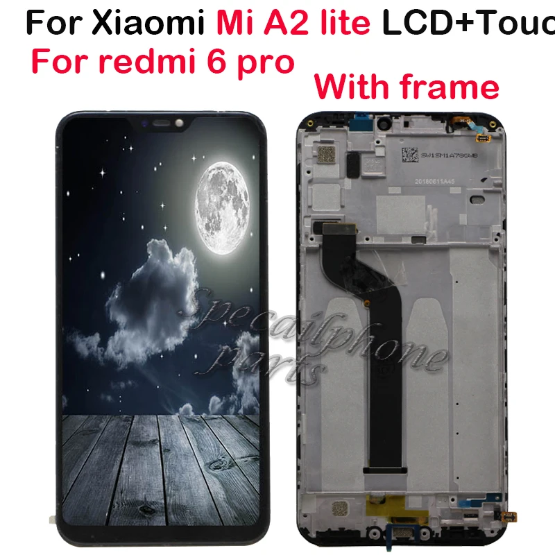 ЖК-дисплей для Xiaomi MI A2 lite redmi 6 pro сенсорный экран дигитайзер в сборе с рамкой 100%