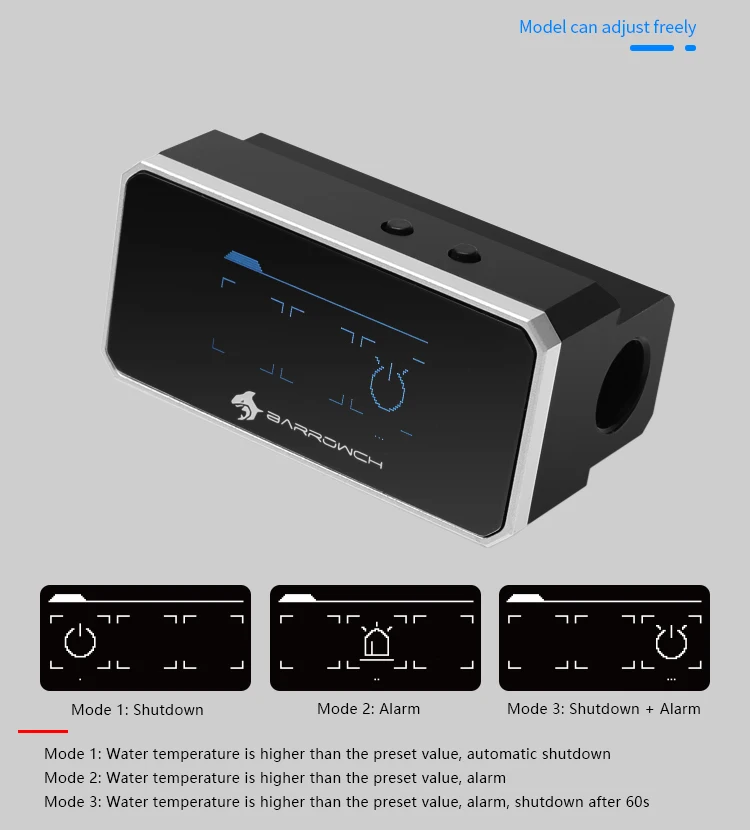 Billig Barrowch OLED Digital Display Wasser Temperatur Meter Doppel G1 4   Thermometer Hohe Temperatur Alarm Wasser Kühler fitting