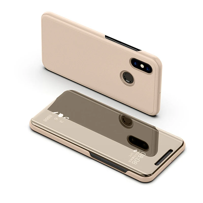 gold 3D смарт кожаный флип зеркало заднего вида чехол для Xiao mi Pocophone F1 F2 mi CC9 CC9e 6 6X8 9 Se 9T Pro mi 9t A2 A3 Lite mi x 2 Max 3 - Цвет: gold