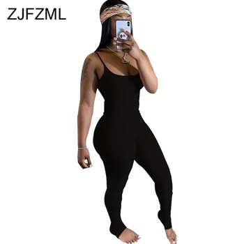 

Spaghetti Strap Summer Stacked Jumpsuit 2020 Women Round Neck Sleeveless Party Romper Casual High Waist Backless Fitness Catsuit