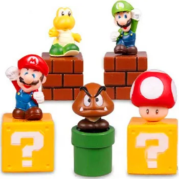 

5pcs/set Super Mario Bros 5CM action Figures Bundle Blocks Mario Goomba Luigi Koopa Troopa Mushroom PVC Mini Toys children Doll