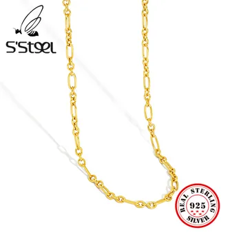 

S'STEEL Korean Necklaces 925 Sterling Silver For Women Minimalist Chain Gold Necklace Cadena De Plata 925 Para Mujer Jewellery