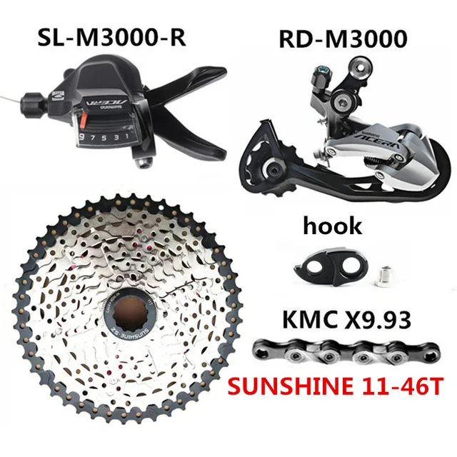 SHIMANO ACERA SL-M3000 относится к 9-27-скорость горный велосипед RD-M3000 солнце 9S маховик KMC X9 переключения комплект - Цвет: Right 46T Kit