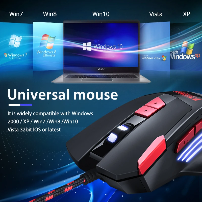 Проводная игровая мышь VicTsing 3200 dpi, 8 кнопок, RGB светильник, мыши, программирование макросъемки, геймер, для настольного компьютера, ноутбука, ПК, игровой микрофон