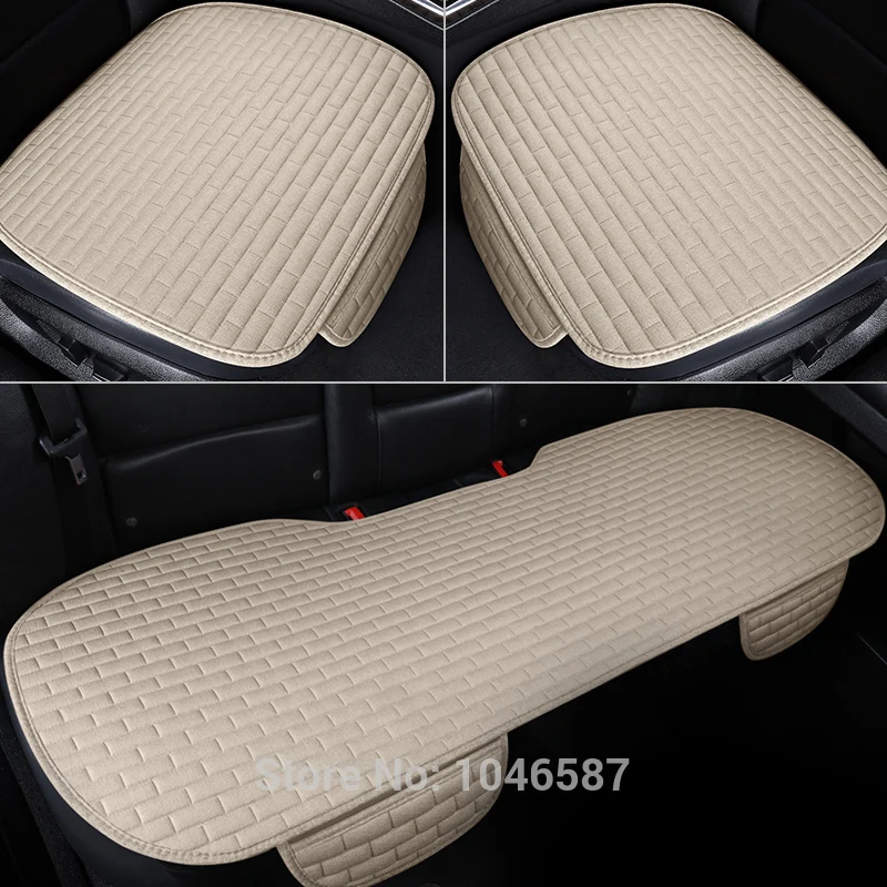 Funda de lino para asiento de coche, cojín protector delantero y trasero, alfombrilla protectora