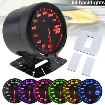 

Electrical Car Water Temp Temperature Gauge Meter 60MM 12V 20-120 Degree Celsius 64 Backlights LED w/ Temperature Sensor For Car