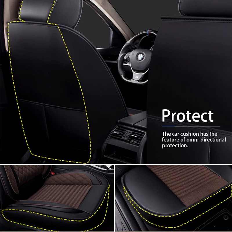 Luxus Leder Auto Auto Sitz Abdeckung Set Protector Pad Stuhl Abdeckung Mit  Flachs Kissen Universal Passt für Die Meisten Limousine SUV kleine Lkw -  AliExpress