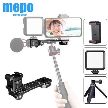 

Angle Ajustable Three Cold Shoe Bracket Tripod Extension Holder for Microphone Fill Light Handheld Gimbal Stabilizer DSLR Camera