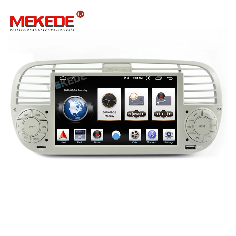 MEKEDE ips DSP 1024X600 Автомобильный gps Android 9,0 Bluetooth четырехъядерный автомобильный Dvd медиаплеер для FIAT 500 автомобильный радио мультимедиа