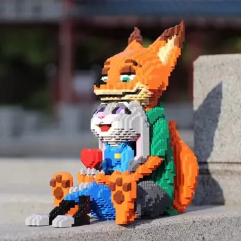 

Anime Figures Small Bricks Building Blocks Puzzle Assembling Cartoon Fox Rabbit Animal Toy Gift for Children