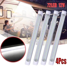 4x 72 led barra de luz interior tira carro van ônibus caravana ligar/desligar interruptor 12 v 12 volts