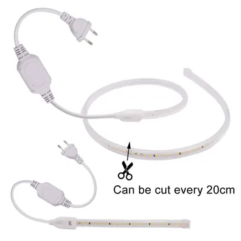 SMD 2835 LED 스트립 빛 20cm 컷 220 V 야외 방수 유연한 Led 리본 120leds/m 부드러운 빛 220 V 1m 5m 10m 20m 50m 100m