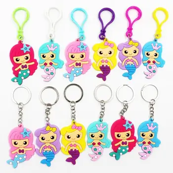 

6pcs Baby Shower Mermaid Rubber Keychain Mermaid Party Decor Birthday Party Decorations Kids Gifts Event Party DIY Decorations
