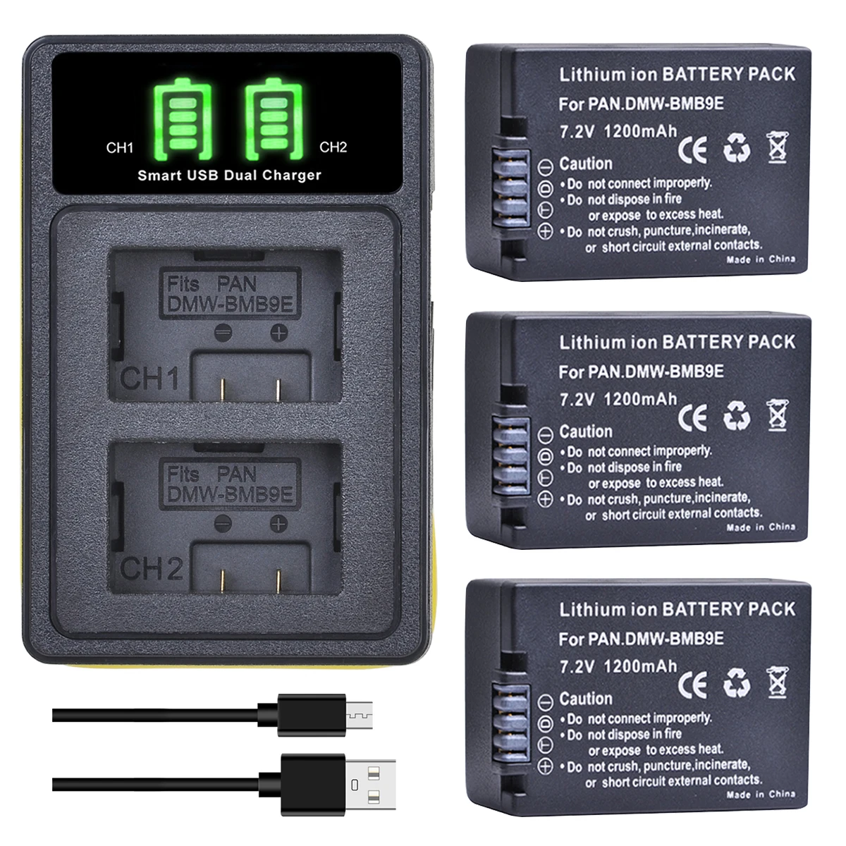 1200Mah Dmw Bmb9 Caricabatterie Per Dmw Bmb9E Bmb9Pp Panasonic Lumix Dc-Fz80 Fz40K Fz45K Fz47K Fz60 Fz70 Fz100 Fz150