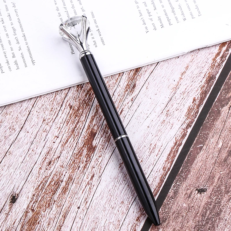 Алмазная шариковая ручка Scepter для школы, персонализированные Кристальные ручки для письма для школы, офиса, стационарная металлическая Роскошная шариковая ручка - Цвет: Black Silver