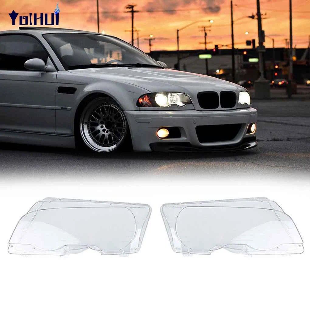 For BMW E46 Cabridet 2-Door 98-01 1 Pair Clear Front Headlight Lens Cover Headlamp Lenses Protector Shell | Автомобили и