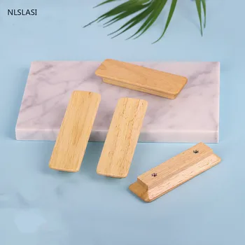 

American modern minimalist closet door handle cabinet tatami solid wood handle long round bar log color push-pull handle