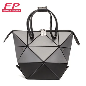 

Matte Colorblock Bags Women Geometry Handbag Casual Luminous Shoulder Bag Female Folding Tote Bags For Girls Crossbody Bag