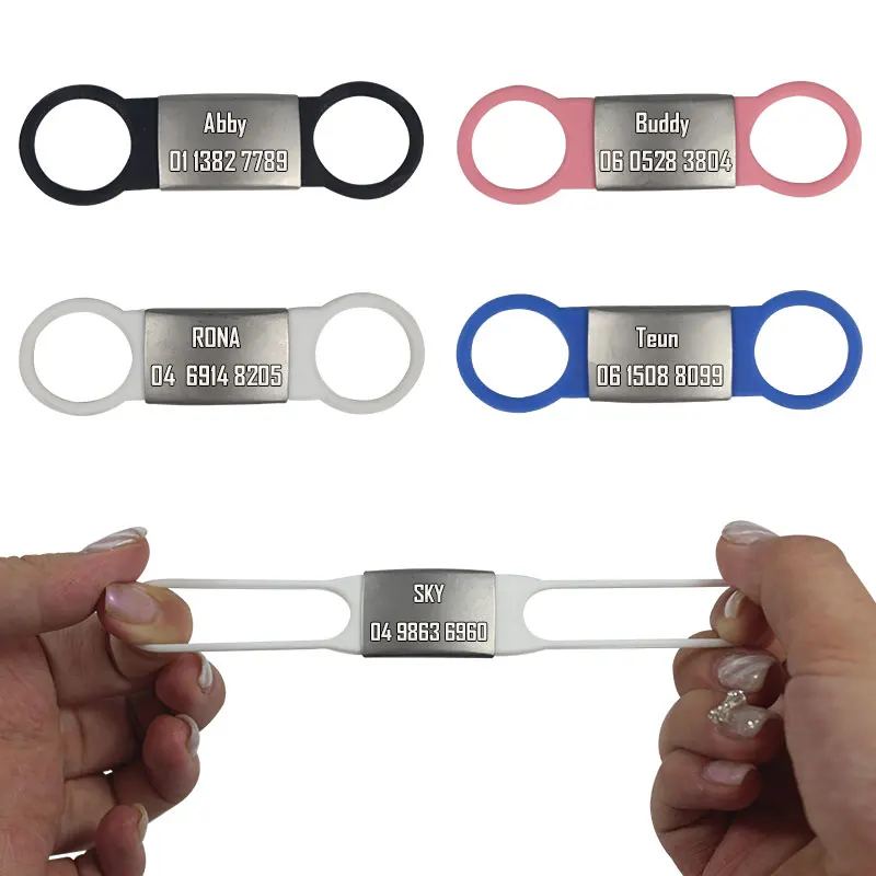 Pet Collar Pet ID Tags Dog Collar Tags Military Dog Tags Personalized Pet Dog Tag Engraved Dog Collar Silicone Stainless Steel Anti-Lost Id Tag Pet Nameplate Tags for Cat