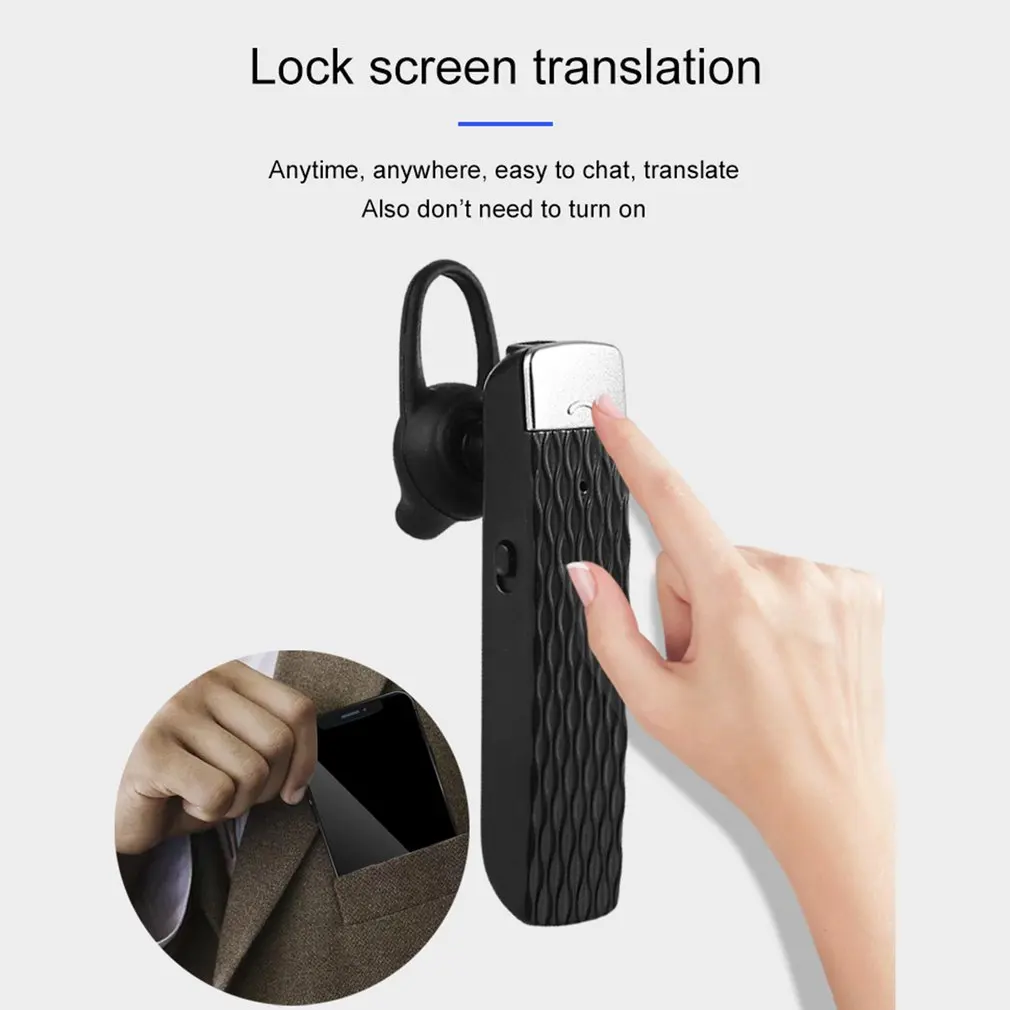 T2 2-in-1 Earbud Real Time Wireless Language Translator Voice Translation Earphone In-Ear Headset Business Inter-Translation