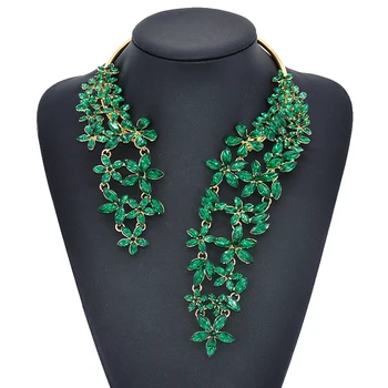 

Chunky Gem Crystal Flower Choker Necklace Women Large Long Collar Statement Necklace Jewelry Femme Indian Party Necklace Woman