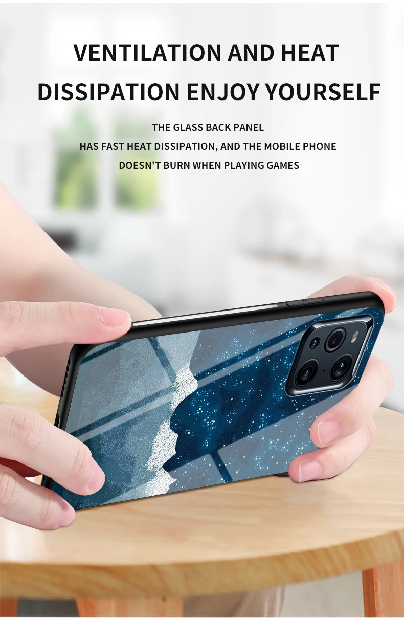 waterproof phone holder Painted Glass Phone Case For OPPO FindX3pro X2Pro F19Pro Plus F17Pro R9S R9PLUS R15X Protective Case starry sky Luxury TPU Funda samsung flip cover