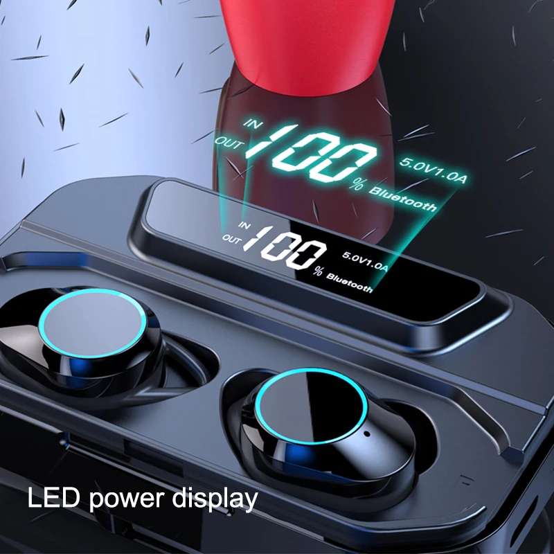 G02 TWS Wireless Headphone IPX7 Waterproof Bluetooth 5.0 Earphone 9D Stereo Sport Headsets 3300mAh LED Smart Power Phone Holder