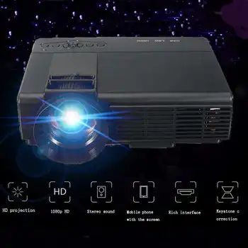 

LEORY Q5 LED Projector 3D HD 1080P 3000 Lumens 800 x 480 Resolution Home Theater Multimedia for Home cinema Black/White