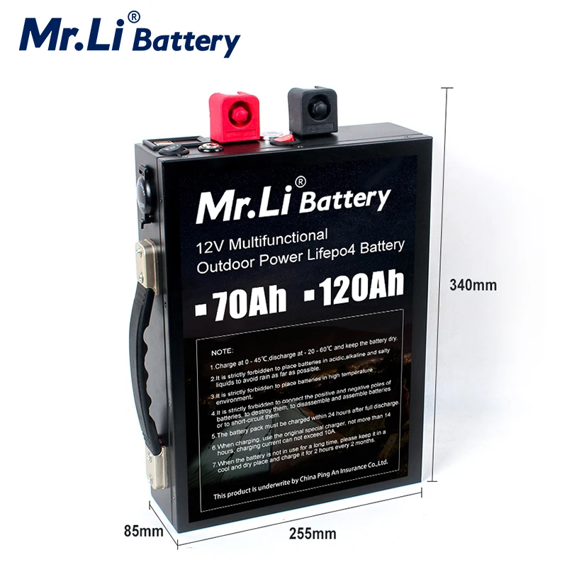 Mr.Li 12V 70Ah LiFePo4 порт аккумулятора способный Открытый аварийный источник питания с
